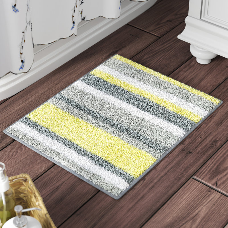 RebrilliantRectangular Polyester NonSlip Striped Bath Rug & Reviews